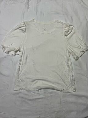 a new day White Puff Sleeve Crewneck Top